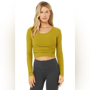 All Yoga: Gather Long Sleeve Chartreuse